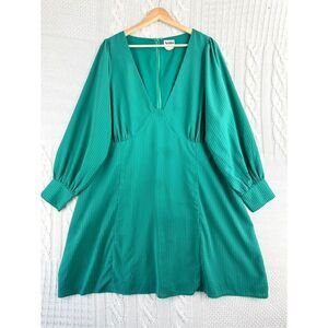 Arula Dress Women’s 1X Green Puff Sleeve Baby Doll